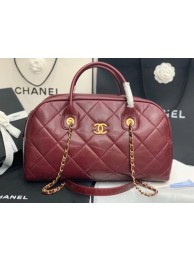 Chanel bowling bag Calfskin & Gold-Tone Metal AS8396 Burgundy HY16211Af99