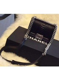 Chanel Boy Flap Shoulder Bag Black Python Leather A66094 Silver HY8950yx89