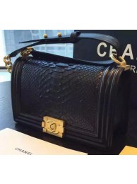 Chanel Boy Flap Shoulder Bag Black Python Leather A66095 Gold HY19807Il41