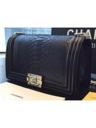 Chanel Boy Flap Shoulder Bag Black Python Leather A66095 Silver HY20334EB28