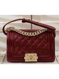 Chanel Boy Flap Shoulder Bag Burgundy Original Sheepskin Leather A67085 Gold HY22931DO87