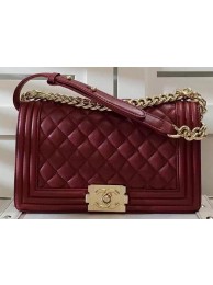 Chanel Boy Flap Shoulder Bag Burgundy Original Sheepskin Leather A67086 Gold HY4835Kd37