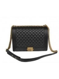 Chanel Boy Flap Shoulder Bag Original Black Sheepskin Leather A67087 Gold HY14541OG45