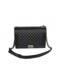 Chanel Boy Flap Shoulder Bag Original Black Sheepskin Leather A67087 Silver HY1820Jz48