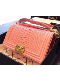 Chanel Boy Flap Shoulder Bag Pink Python Leather A66095 Gold HY2079hk64