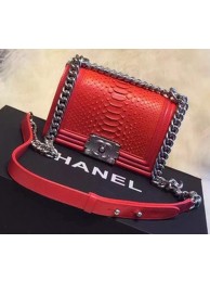 Chanel Boy Flap Shoulder Bag Python Leather A66094 Red HY3900Ag46