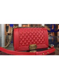 Chanel Boy Flap Shoulder Bag Red Original Calfskin Leather A8708 Bronze HY17598vN22