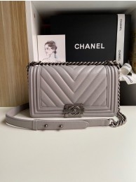 Chanel Boy Flap Shoulder Bags Original Sheepskin Leather A67086 Gray HY5612nE34