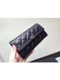 Chanel Boy Matelasse Long Wallet Black Cannage Pattern CHA5263 Silver HY12828PC54