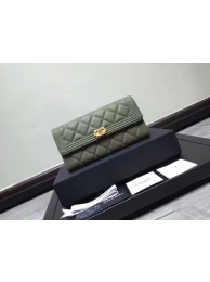 Chanel Boy Matelasse Long Wallet Cannage Pattern CHA5263 Green HY4479Is79