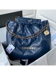 Chanel Calf leather shopping bag AS3261 dark blue HY21878hI90