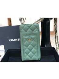 Chanel Calfskin Chain Card packet & Gold-Tone Metal AP0990 green HY12701rf34