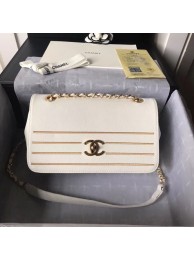 Chanel Calfskin & gold-Tone Metal AS0100 white HY26268sY95