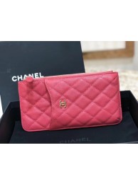 Chanel Calfskin Leather Card packet & Gold-Tone Metal A81598 pink HY20893vX95