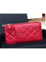 Chanel Calfskin Leather Card packet & Gold-Tone Metal A81598 red HY738Tk78