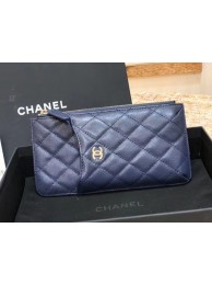 Chanel Calfskin Leather Card packet & Gold-Tone Metal A81598 royal blue HY18790rf73