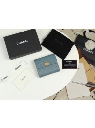 Chanel Calfskin Leather & Gold-Tone Metal A80734 light blue HY17568hi67