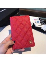 Chanel Calfskin Leather & Gold-Tone Metal Wallet A80385 Red HY16044HB29