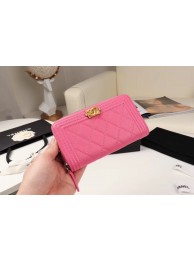 Chanel Calfskin Leather & Gold-Tone Metal Wallet A80566 rose HY18408Ri95