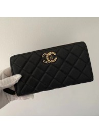 Chanel Calfskin Leather & Gold-Tone Metal Wallet AP1899 black HY23829Fh96