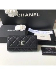 Chanel Calfskin Leather & Gold-Tone Metal Wallet AP2036 black HY5407yk28