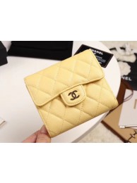 Chanel Calfskin Leather wallet & Gold-Tone Metal A82288 yellow HY16361DO87