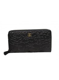 Chanel Camellias Zippy Wallet in Original Leather CHA50085 Black HY4734oK58
