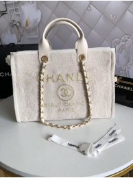 Chanel Canvas Shoulder Shopping Bag 66941 white HY10370Av26