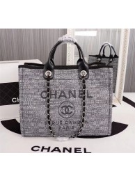 Chanel Canvas Tote Shopping Bag 8099 grey HY24379Gw67