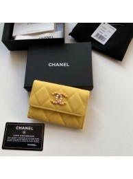 Chanel card holder Calfskin AP2038 yellow HY20579MO84