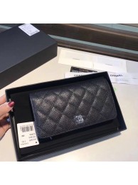 Chanel Caviar Calfskin Leather Bi-Fold Wallet CH8176 Black HY5867Ym74