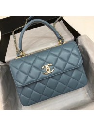 Chanel CC original lambskin top handle flap bag 92236 blue&Gold-Tone Metal HY3319Hn31