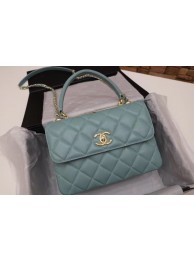 Chanel CC original lambskin top handle flap bag 92236 green&Gold-Tone Metal HY25412Is53
