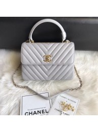 Chanel CC original lambskin top handle flap bag 92236V grey gold Buckle HY12882rJ28