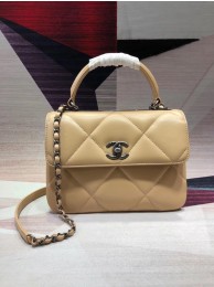 Chanel CC original lambskin top handle flap bag A92236 apricot&silver-Tone Metal HY1539Gh26