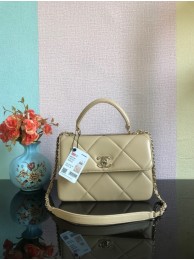 Chanel CC original lambskin top handle flap bag A92236 Beige&Gold-Tone Metal HY5399Gw67