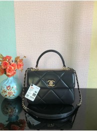 Chanel CC original lambskin top handle flap bag A92236 black&Gold-Tone Metal HY1311mm78