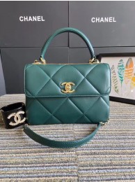 Chanel CC original lambskin top handle flap bag A92236 green&Gold-Tone Metal HY11463Gm74