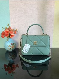 Chanel CC original lambskin top handle flap bag A92236 light green&Gold-Tone Metal HY26730hc46