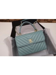 Chanel CC original lambskin top handle flap bag V92236 green&Gold-Tone Metal HY20350nB26