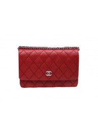 Chanel CHA33814 Red Original Calfskin Leather mini Flap Bag Silver HY13983pA42