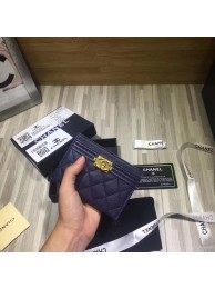 Chanel classic card holder Grained Calfskin & Gold-Tone Metal 84430 dark blue HY22187dX32