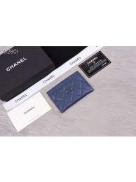 Chanel classic card holder Grained Calfskin & Gold-Tone Metal A31510 blue HY527wv88