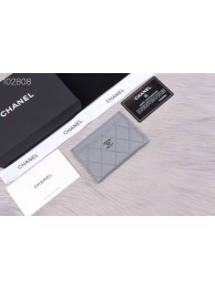 Chanel classic card holder Grained Calfskin & Gold-Tone Metal A31510 grey HY4087aM39