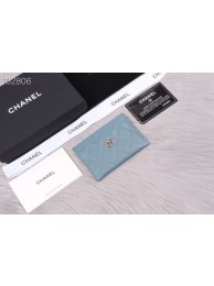Chanel classic card holder Grained Calfskin & Gold-Tone Metal A31510 light blue HY11275aj95
