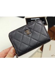 Chanel classic card holder Grained Calfskin & Gold-Tone Metal A69271 black HY8102aM39