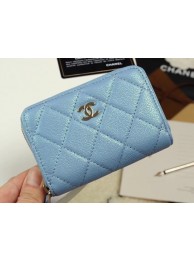 Chanel classic card holder Grained Calfskin & Gold-Tone Metal A69271 Blue HY5288qB82