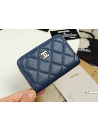 Chanel classic card holder Grained Calfskin & Gold-Tone Metal A69271 dark Blue HY4369oK58