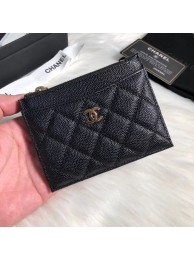 Chanel classic card holder Grained Calfskin & Gold-Tone Metal A84105 black HY14157dX32