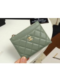 Chanel classic card holder Grained Calfskin & Gold-Tone Metal A84105 green HY4461Eb92